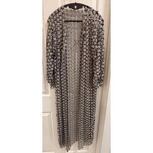 Beulah Silver Pearl Embellished Long Cardigan Duster- Large